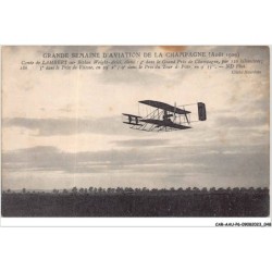 CAR-AAUP6-0437 - AVIATION - comte de LAMBERT sur biplan Wrigbt-ariel - classé 4 dans le grand prix de champagne