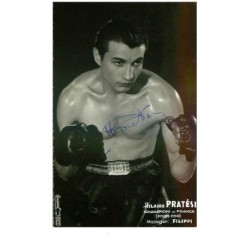 BOXE.n°29229.HILAIRE PRATESI.CHAMPION DE FRANCE.POIDS COQ.MANAGER FILIPPI.AUTOGRAPHE ORIGINAL