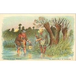 PECHE.LA PECHE D'EAU DOUCE.PECHE A LA GRENOUILLE A LA LANTERNE