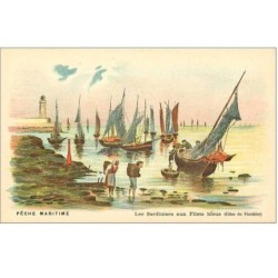 PECHE.PECHE MARITIME.PECHE A LA SARDINE.LES SARDINIERS AUX FILETS BLEUS