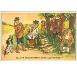 CHASSE.n°14844.CELA DOIT ETRE UNE PERDRIX D'UNE RACE INCONNUE.SCENE DE CHASSE