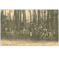 CHASSE.n°12270.CHASSE A COURRE EN FORET DE FONTAINEBLEAU.AVANT LE DECOUPLER