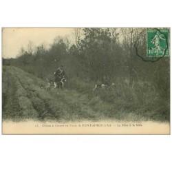CHASSE.n°2736.CHASSE A COURRE EN FORET DE FONTAINEBLEAU.LA MISE A LA VOIE