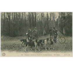 CHASSE.n°12267.CHASSE A COURRE EN FORET DE FONTAINEBLEAU.UN RELAIS