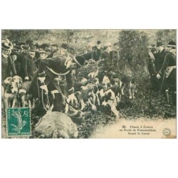 CHASSE.n°18328.CHASSE A COURRE EN FORET DE FONTAINEBLEAU.AVANT LA CUREE