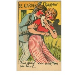 CHASSE.n°21061.CHASSE GARDEE.BIN QUOI?...VOUS SAVEZ PAS LIRE.CHASSEUR.DE FEMME.HUMOUR