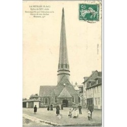 76.LA FEUILLIE.EGLISE DU XIV SIECLE REMARQUABLE PAR L'ELEVATION ET LA FINESSE DE SON CLOCHER.HAUTEUR 54 M