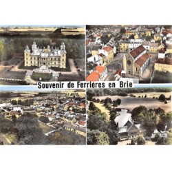 76 . n°sac10660 . Ferrières-en_brie . le château, l'église, vue générale . en avion au dessus de . cpsm 10X15 cm . LAPIE