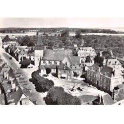 76 . n°sac10648 . les Grandes ventes .Place de la mairie et l'église n°2 . en avion au dessus de . cpsm 10X15 cm . LAPIE