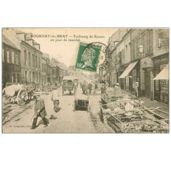 76.GOURNAY EN BRAY.n°88.FAUBOURG DE ROUEN UN JOUR DE MARCHE