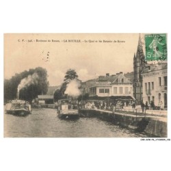 CAR-ACWP6-0399-76 - Environs de rouen - LA BOUILLE - Le quai et les bateaux de rouen