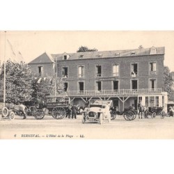 76 .n° 108891 . berneval . voiture .attelage .l hotel de la plage .