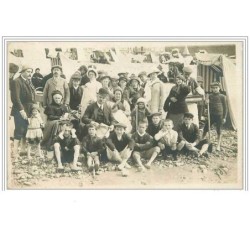 76.LE TREPORT.CP PHOTO.GROUPE DE PERSONNES A LA PLAGE