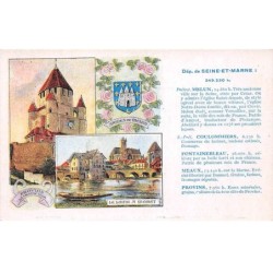 77 - n°89549 - PROVINS, la Grosse Tour , Armes de MELUN, Le Loire à MORET - Carte publicitaire Les Pastilles Valda