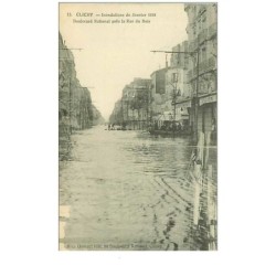 92.CLICHY.n°88.INONDATIONS DE JANVIER 1910.BOULEVARD NATIONAL PRES LA RUE DU BOIS
