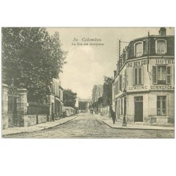 92.COLOMBES.n°13740.LA RUE DES AUBEPINES.AU BON COIN HOTEL LEMOINE