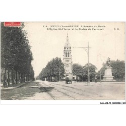 CAR-ACBP5-0375-92 - NEUILLY-SUR-SEINE - L'avenue du roule - L'église st-pierre et la statue du perronet