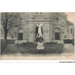 CAR-ACBP5-0398-92 - NEUILLY-SUR-SEINE - Les jardins de l'église et la statue de jeanne d'arc