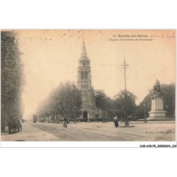 CAR-ACBP5-0381-92 - NEUILLY-SUR-SEINE - L'église et la statue de perronnet