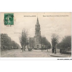 CAR-ACBP5-0388-92 - NEUILLY-SUR-SEINE - L'église saint-pierre et la statue de jeanne d'arc