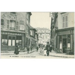92.COLOMBES.n°13756.LA RUE CASIMIR VINCENT.RESTAURANT.CAFE AU VIN DE CARRIERES