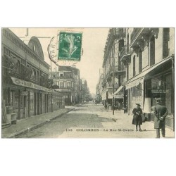 92.COLOMBES.n°19393.LA RUE SAINT DENIS.BRASSERIE.PHARMACIE