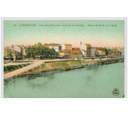 92.COURBEVOIE.VUE GENERALE PRISE DU PONT DE NEUILLY.PLACE DU PORT ET LE QUAI