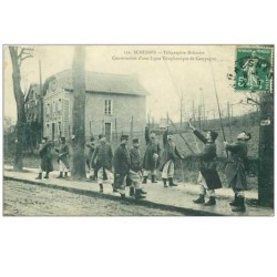 92.SURESNES.n°257.TELEGRAPHIE MILITAIRE.CONSTRUCTION D'UNE LIGNE TELEPHONIQUE DE CAMPAGNE