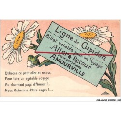 CAR-ABCP3-0229 - HUMOUR - LIGNE DE CUPIDON - BILLET VALABLE POUR UN VOYAGE ALLER - RETOUR DEUX PERSONNES AMOURVILLE