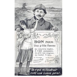 Humour - N°84142 - Bon pour une p'tite femme. V'la c'qui m'faudrait avec une bonne perm ! - N°199