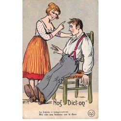 Humour - N°84152 - Griff - Nos Dict-on - La Femme à tempérament. Met vite son homme sur le flanc