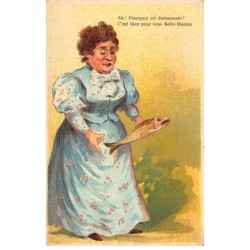 Humour - N°85318 - Ah ! Pourquoi cet étonnement ... Belle-Maman - Femme tenant un poisson - Carte gaufrée