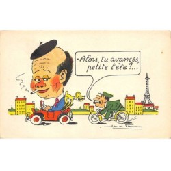 Humour - N°90724 - Alors, tu avances petite tête ? - Voiture et vélo