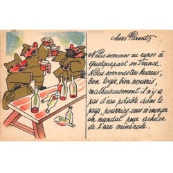 Humour - N°88733 - Collection Comique Militaire 147 - Chers Parents, Nous sommes au repos ... eau minérale