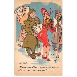 Humour - N°88719 - Collection Comique Militaire 170 - Métro. Dites, vous n'êtes vraiment pas gêné... votre paquet