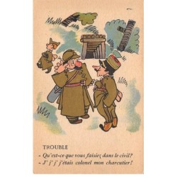 Humour - N°88735 - Collection Comique Militaire 171 - Trouble. Qu'est-ce que vous faisiez ... mon charcutier !