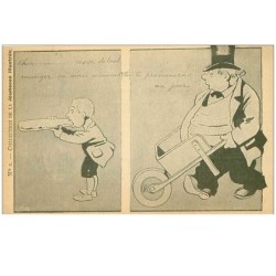 HUMOUR.n°18427.CESSE DE MANGER OU VOICI COMMENT TU TE PROMENERAS.HOMME DEVANT METTRE SON GROS VENTRE DANS UNE BROUETTE