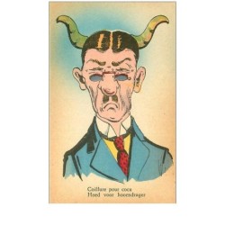 HUMOUR.n°18426.COIFFURE POUR COCU.HOMME A CORNE