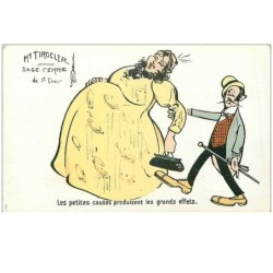 HUMOUR.n°18421.LES PETITES CAUSES PRODUISENT LES GRANDS EFFETS.GROSSE FEMME ET HOMME MAIGRE