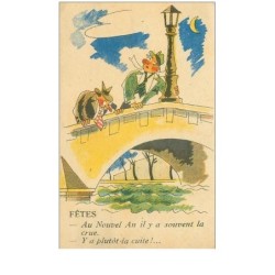 HUMOUR.n°21020.HOMMES SAOUL SUR UN PONT