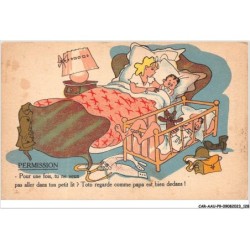 CAR-AAUP9-0670 - HUMOUR - PERMISSION - Pour une fois tu ne veux pas aller dans ton lit - Toto regarde comme papa est bie